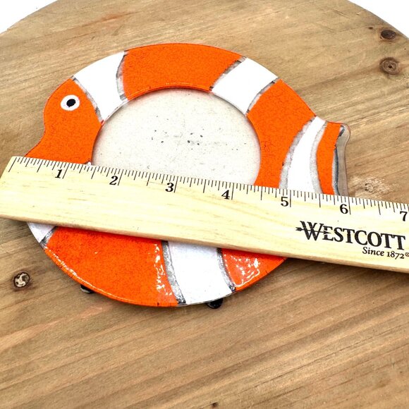 Fused glass art glass Clown Fish tropical island style vibe photo frame 3” - Picture 6 of 8